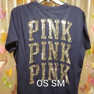 SZ SM VS PINK BLING CAMPUS TEE NWT